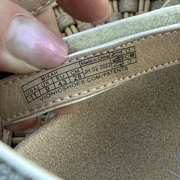 Vionic Sandals Shoes Womens Size 11 Mikah White Leather Strap Pearl Stud Comfort - Picture 6 of 16